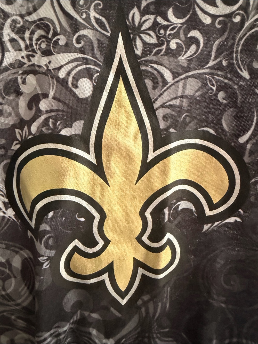 NFL N. O. Saints Black and Gold Fleur-de-Lis Curtain Panel Girls Sz 14/16 XL